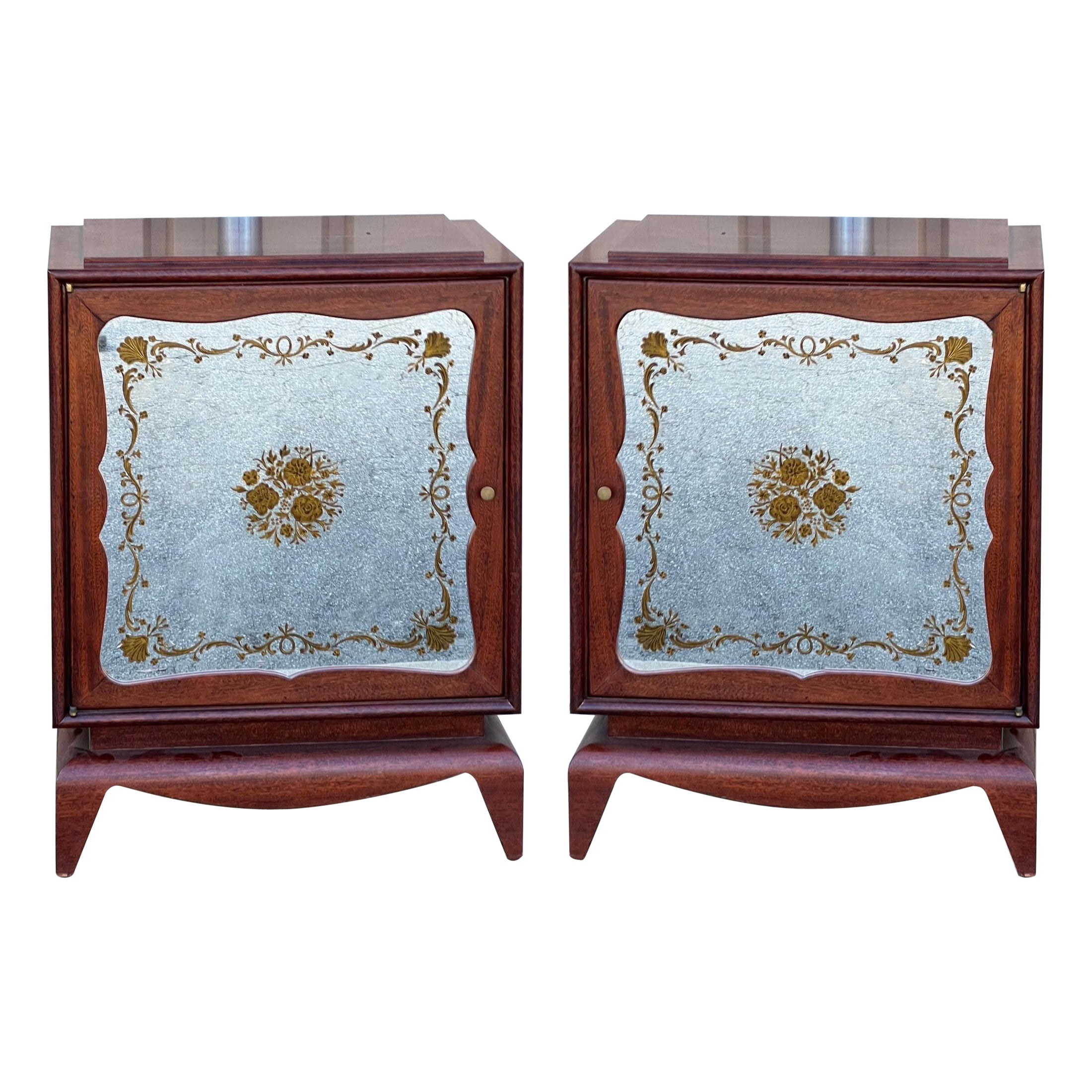 Hollywood Regency Style Mirrored Cabinets Att. Grosfeld House For Sale