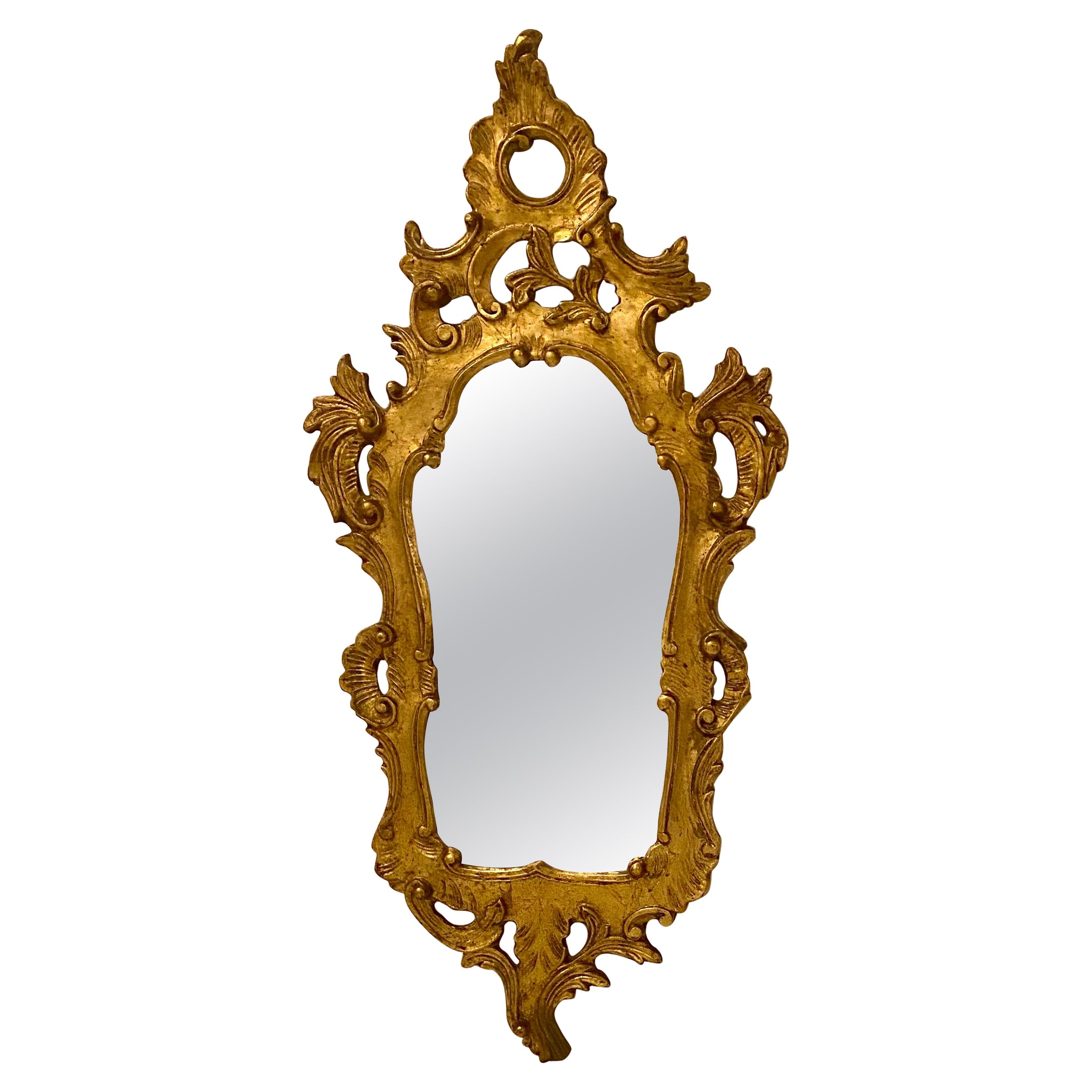Miroir italien de style baroque rococo en bois doré