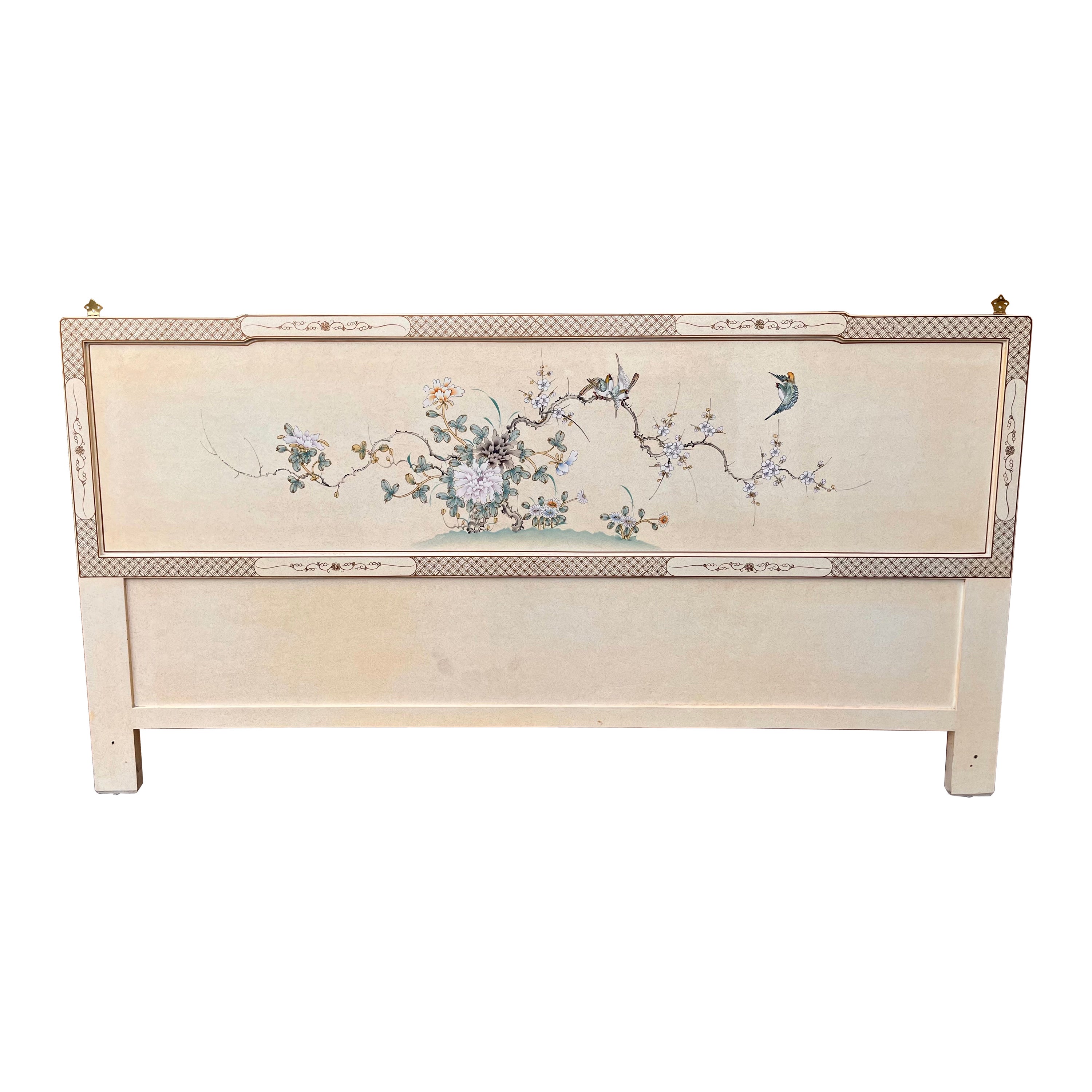 Late 20th Century Chinoiserie Lacquer King Size Headboard
