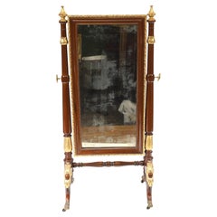 Miroir ovale français ancien en acajou doré, 1890