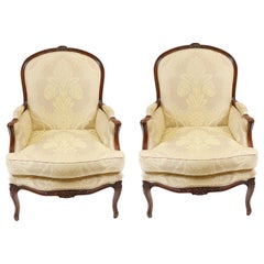 Pair French Arm Chairs Used Lounge Seats 1930