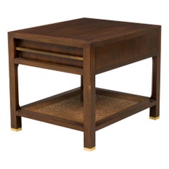 Vintage Finn Juhl for Baker Furniture Company Dark Wood Caned Shelf End / Side Table