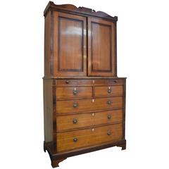 Period English Chest on Chest with Bone Inlay Detail, Early 19th Century