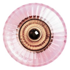 Applique murale Optic New Wave rose avec ampoule et boule d'œil dorée
