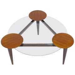 Vintage Splendid Italian 1950s Coffee Table with Rotating Wooden Trays