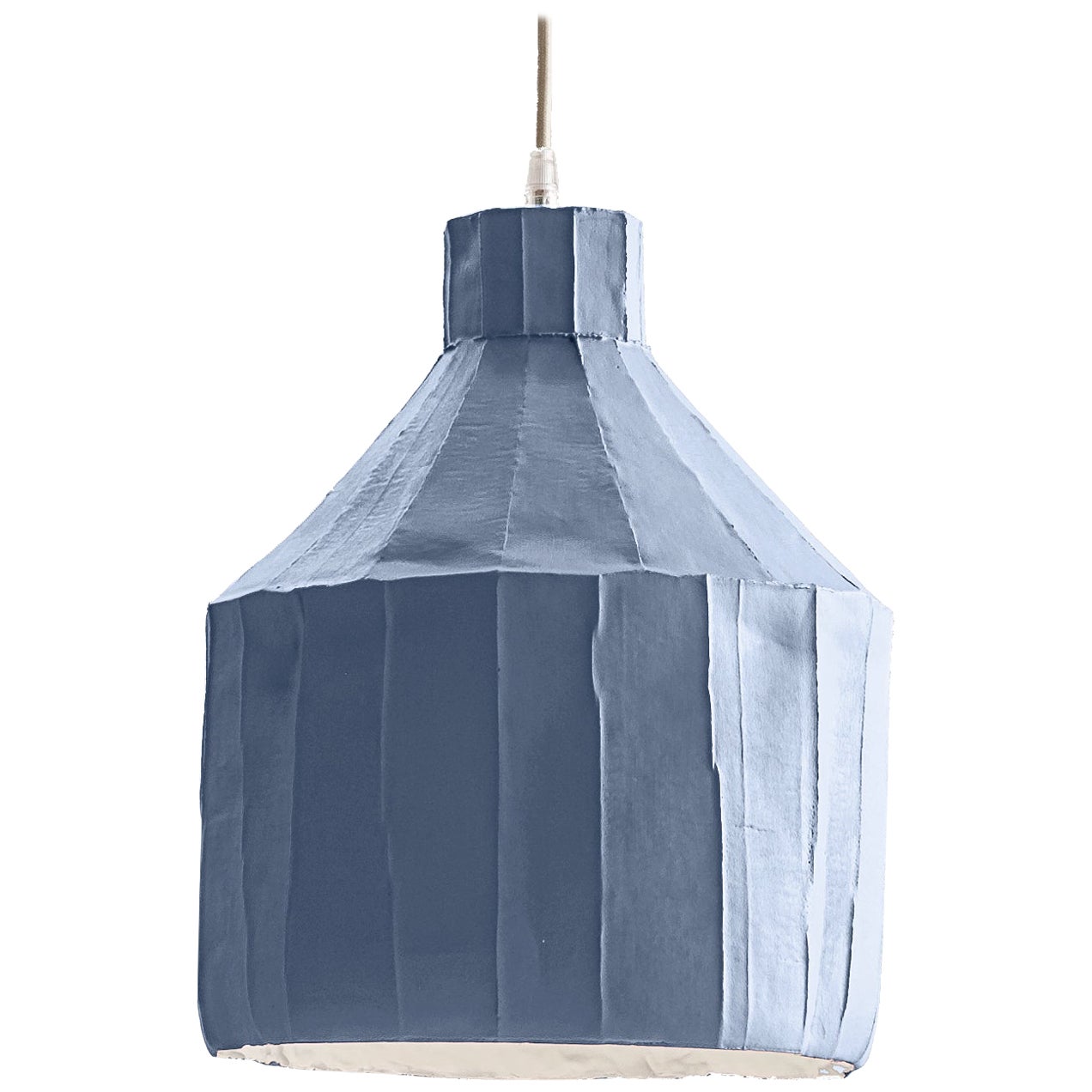 Lampe SUFI contemporaine en céramique bleu tourterelle texturée Corteccia