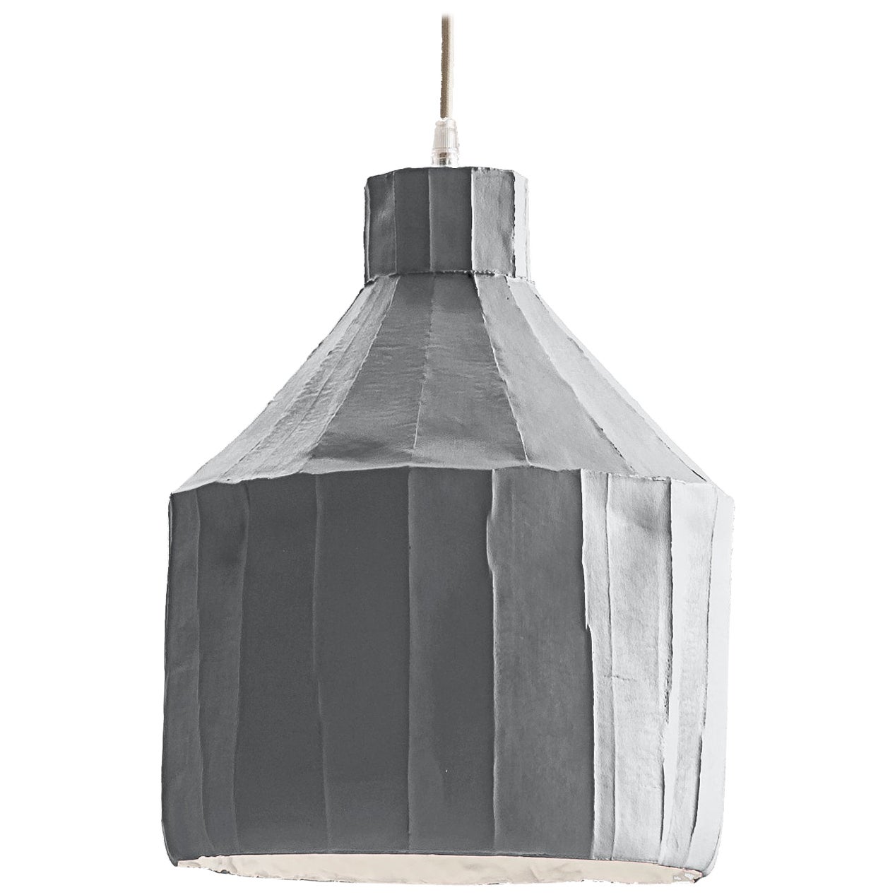 Zeitgenössische SUFI-Lampe aus grauer Keramik mit Corteccia-Textur