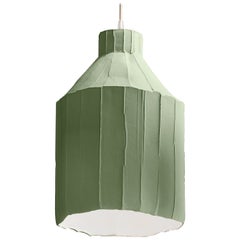 Contemporary Ceramic Sage Green SUFI Lamp Corteccia Texture