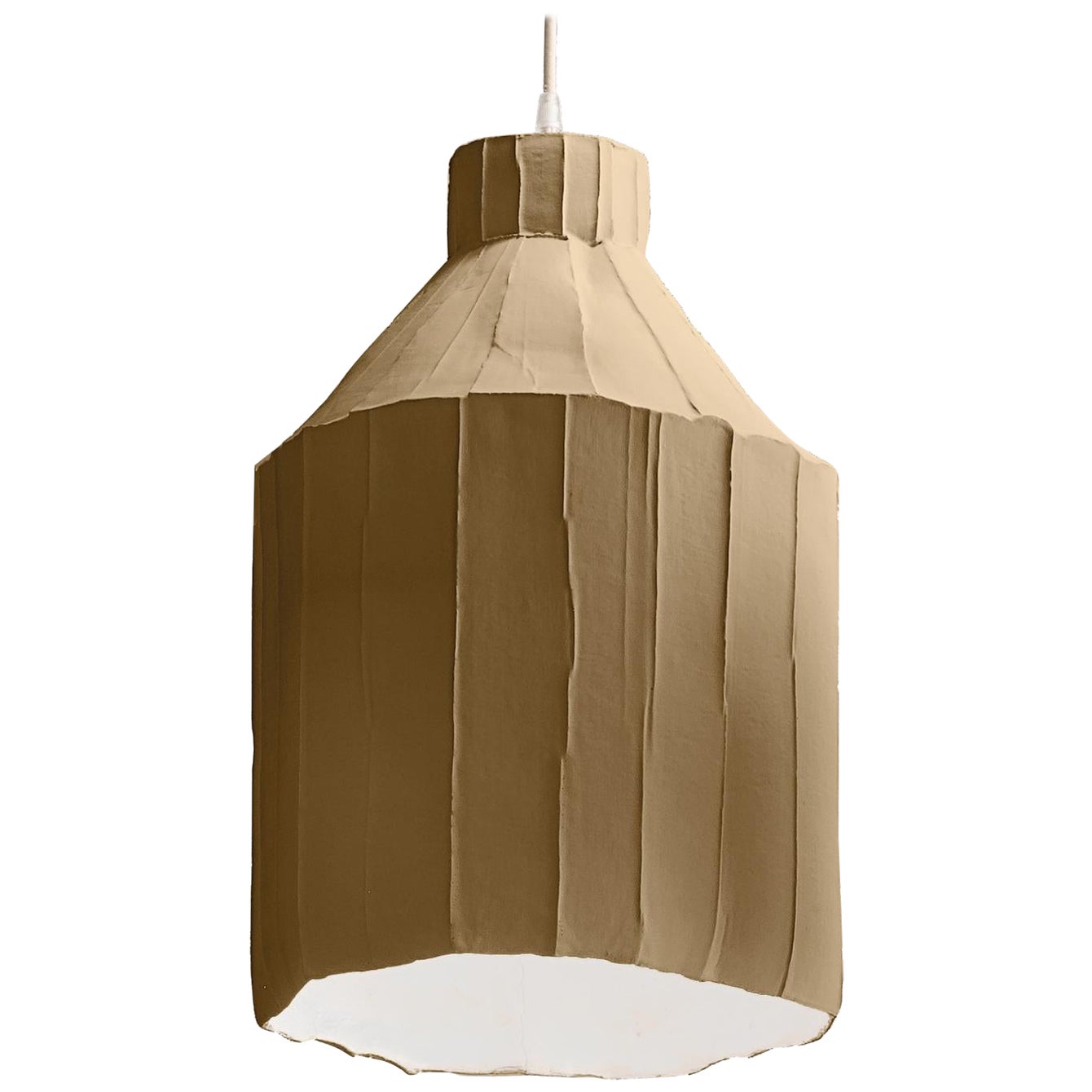Lampe SUFI contemporaine en céramique beige texture Corteccia