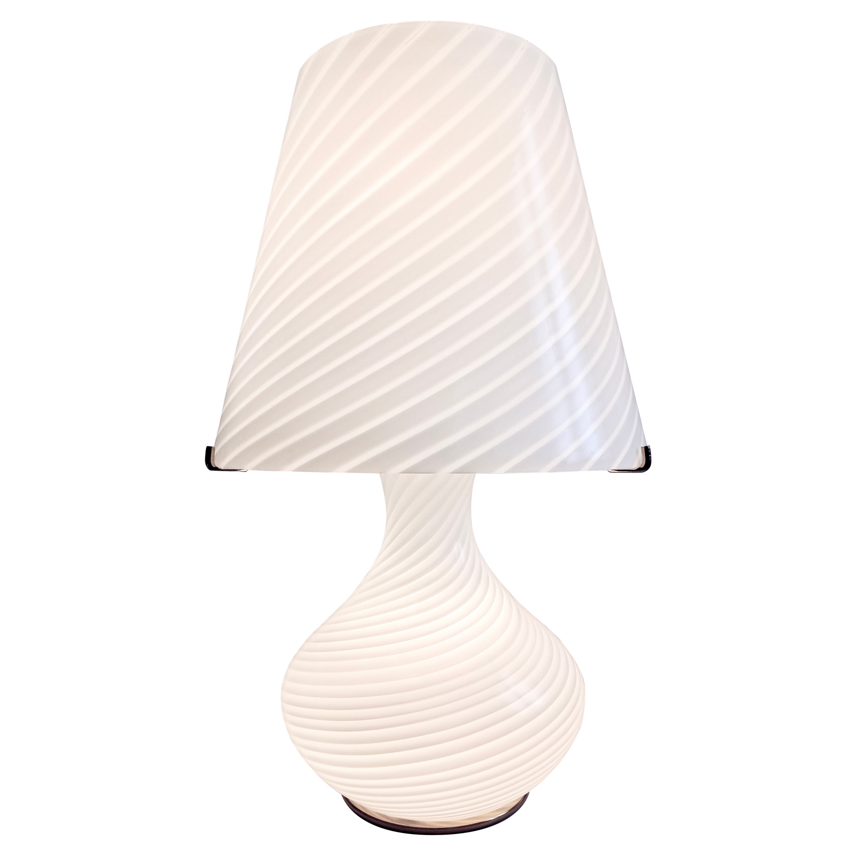 Murano 1970s Mushroom Swirled Art Glass XL Size Four-Light Table Lamp For Sale