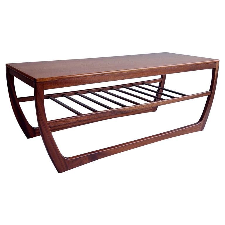 Mid Century Teak Coffee Table By Beithcraft Magazine Ladder Shelf