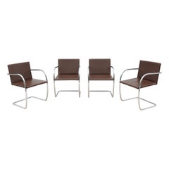 Mid-Century Ludwig Mies van der Rohe for Knoll Tubular Brno Chairs, Set of 4