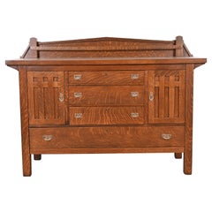 Antique Mission Oak Arts & Crafts Sideboard in the Manner of Stickley Brothers