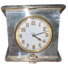 Goldsmith & Silversmith Sterling Silver Travel Desk 8 Day Clock