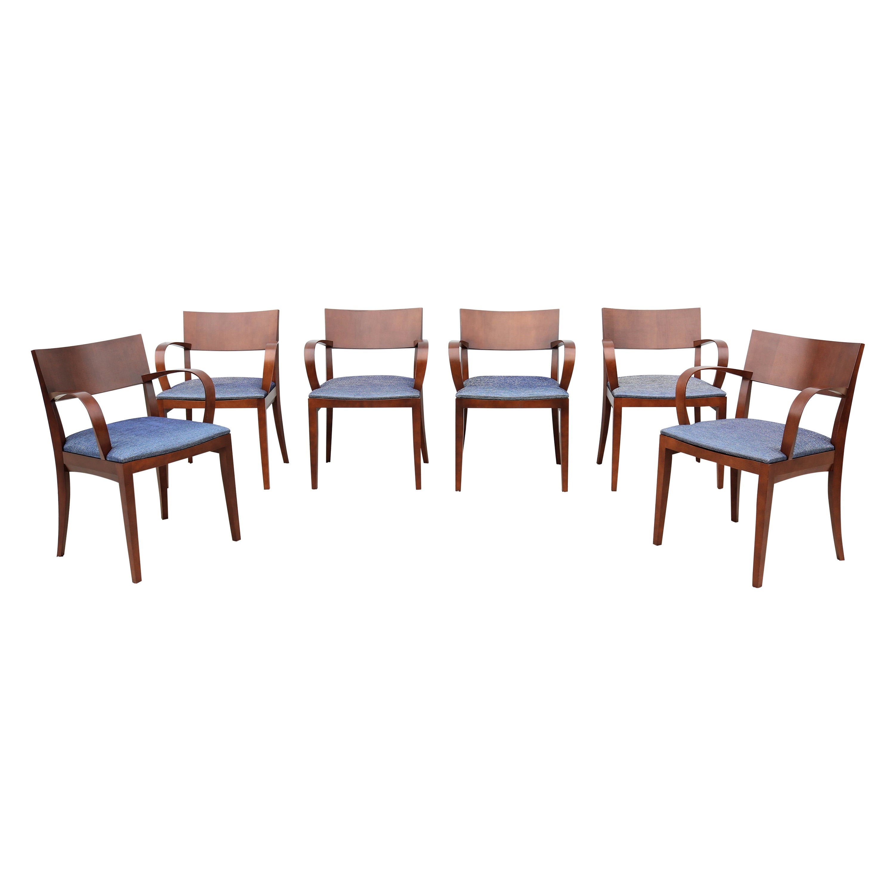 Contemporary Jonathan Crinion for Knoll Crinion Wood Side Armchairs - Set of 6 For Sale