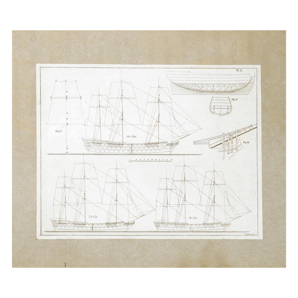 Frederick Chapman: ‘Naval Architecture War Vessels’, circa 1770 For Sale