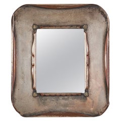 Petit miroir mural de designer italien, argent sterling, verre de miroir, Italie, années 1930