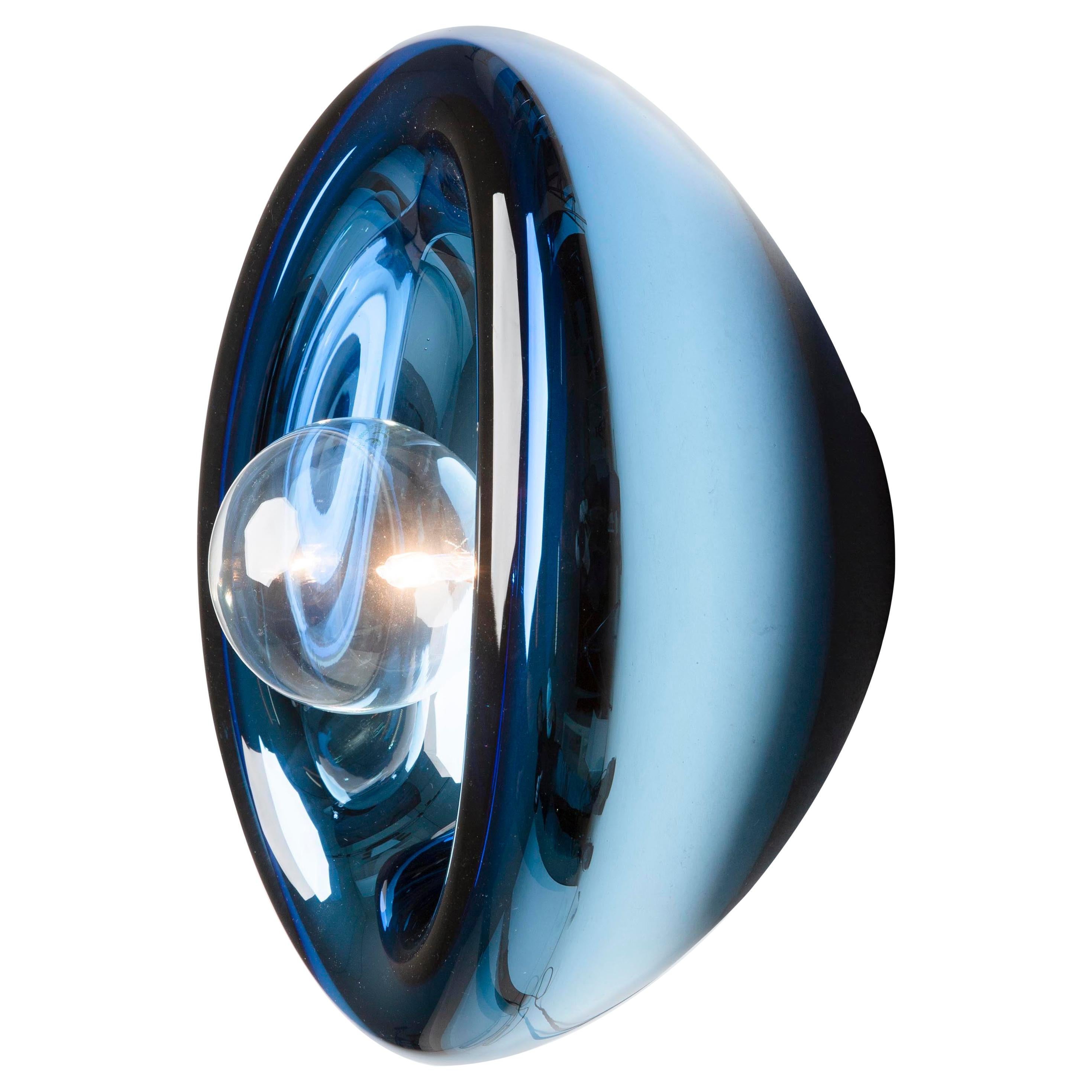 Blaue Aurum Glas-Leuchter von Alex de Witte