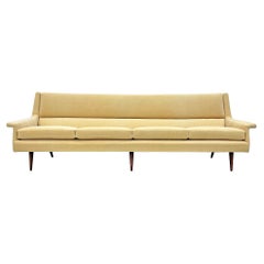 Early Milo Baughman Tuxedo Sofa, Thayer Coggin in Buttercream Mohair