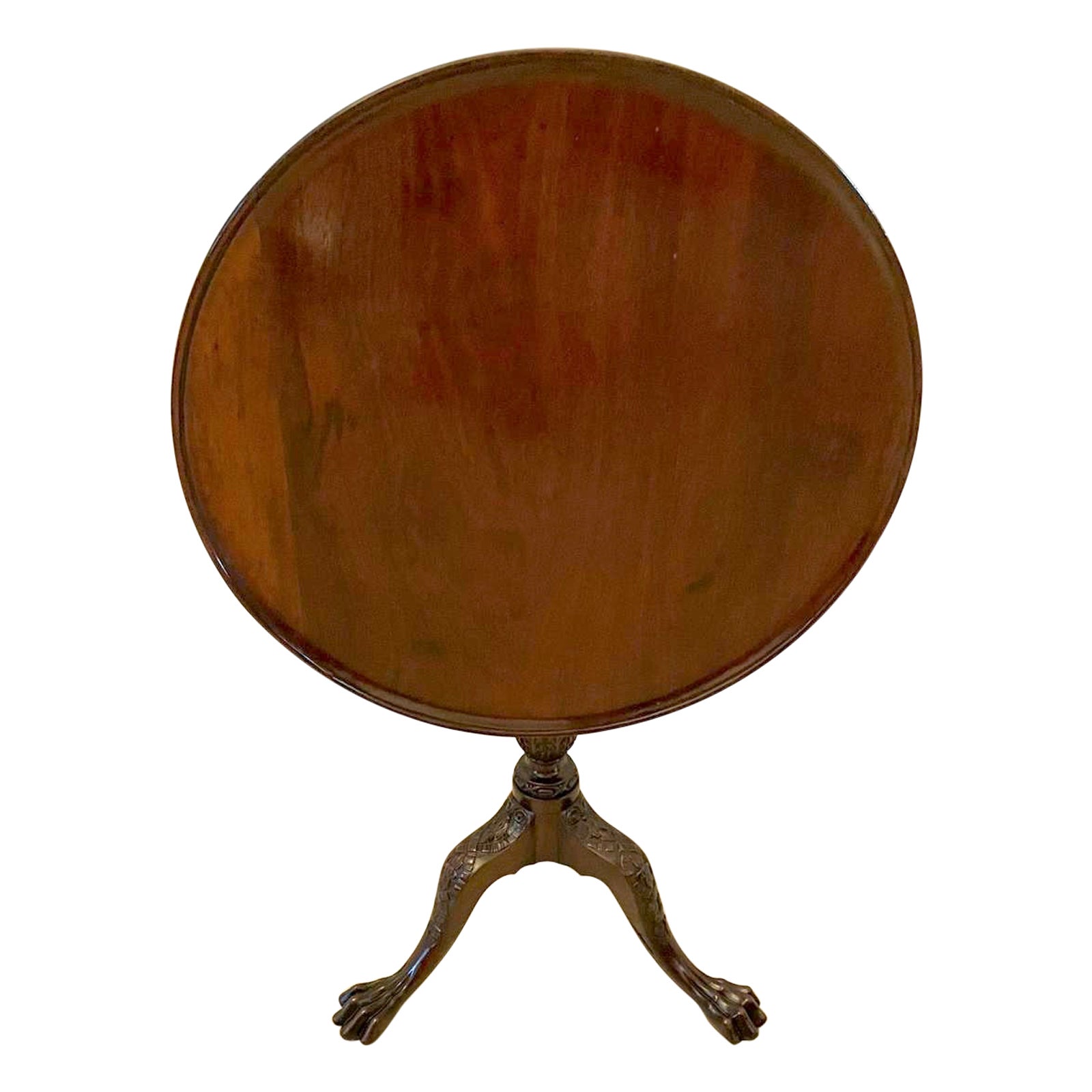 Antique George III Quality Carved Mahogany Dish Top Lamp/Side Table  For Sale