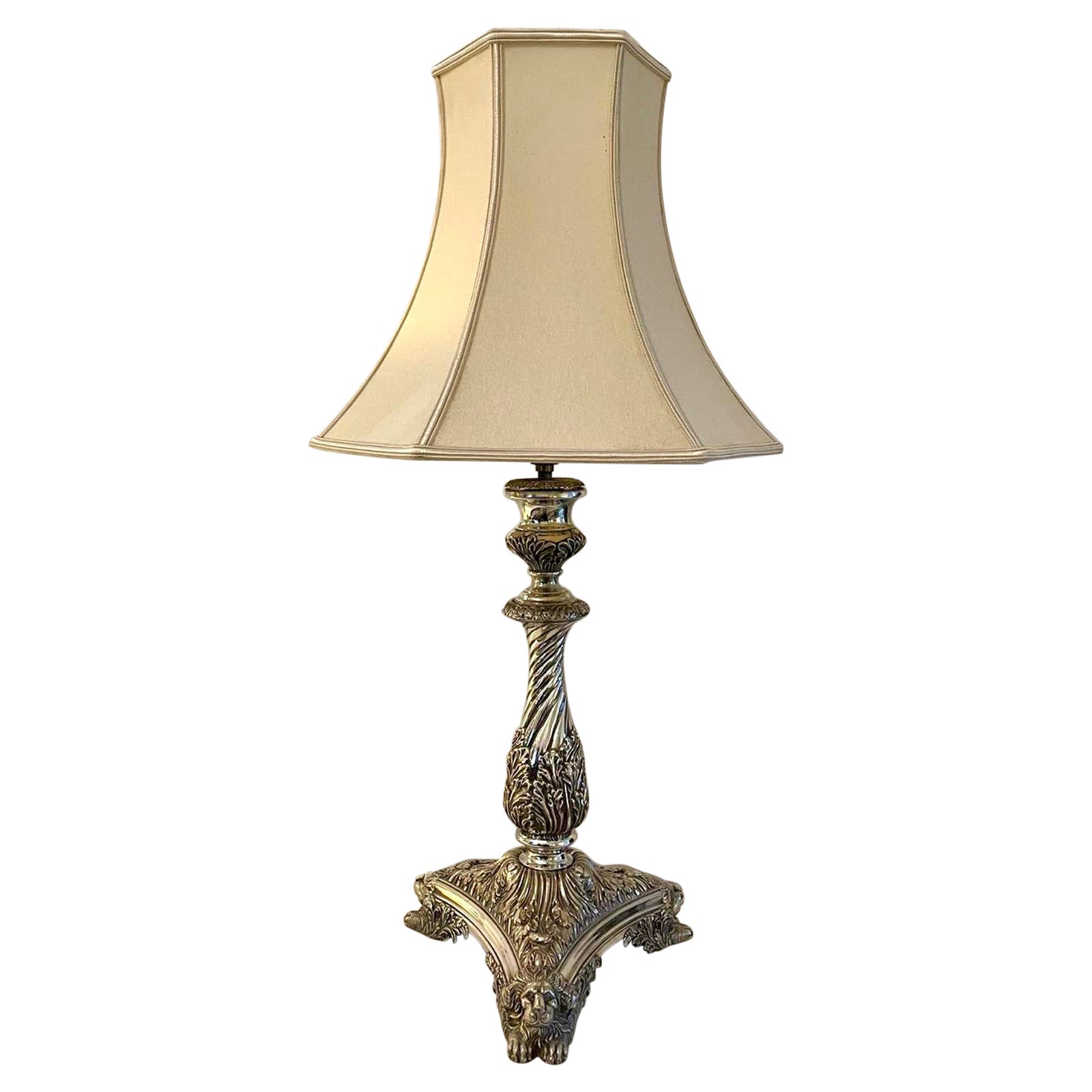 Outstanding Quality Antique Victorian Silver Plated Table Lamp
