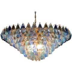 Extraordinary Large Sapphire Poliedri Murano Glass Ceiling Light or Chandelier