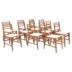 Bbpr Attr. to Set of 12 Wooden Mid-Century Chairs in Bouclé