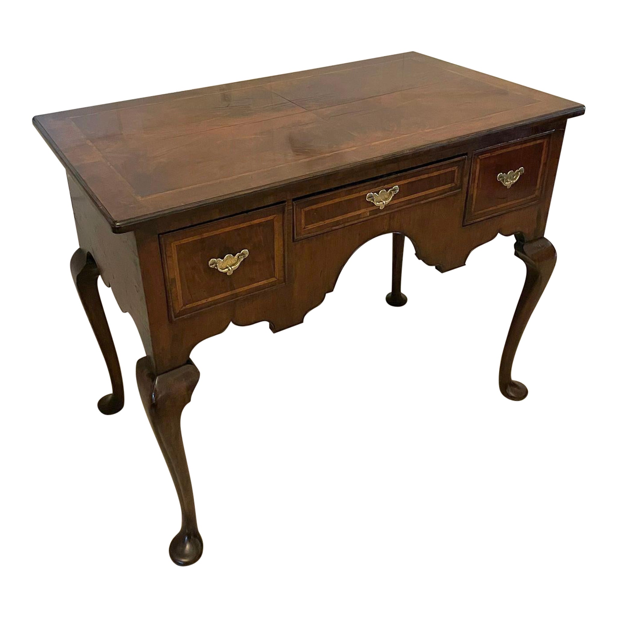 Large Antique Queen Anne Quality Walnut Lowboy  For Sale