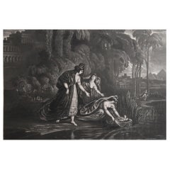 Mezzotint by John Martin, Pharaoh's Daughter Finding Moses, Sangster, C.1850