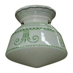 Antique Green Painted Fitter and Globe c.1930 w/ Free 100watt LED