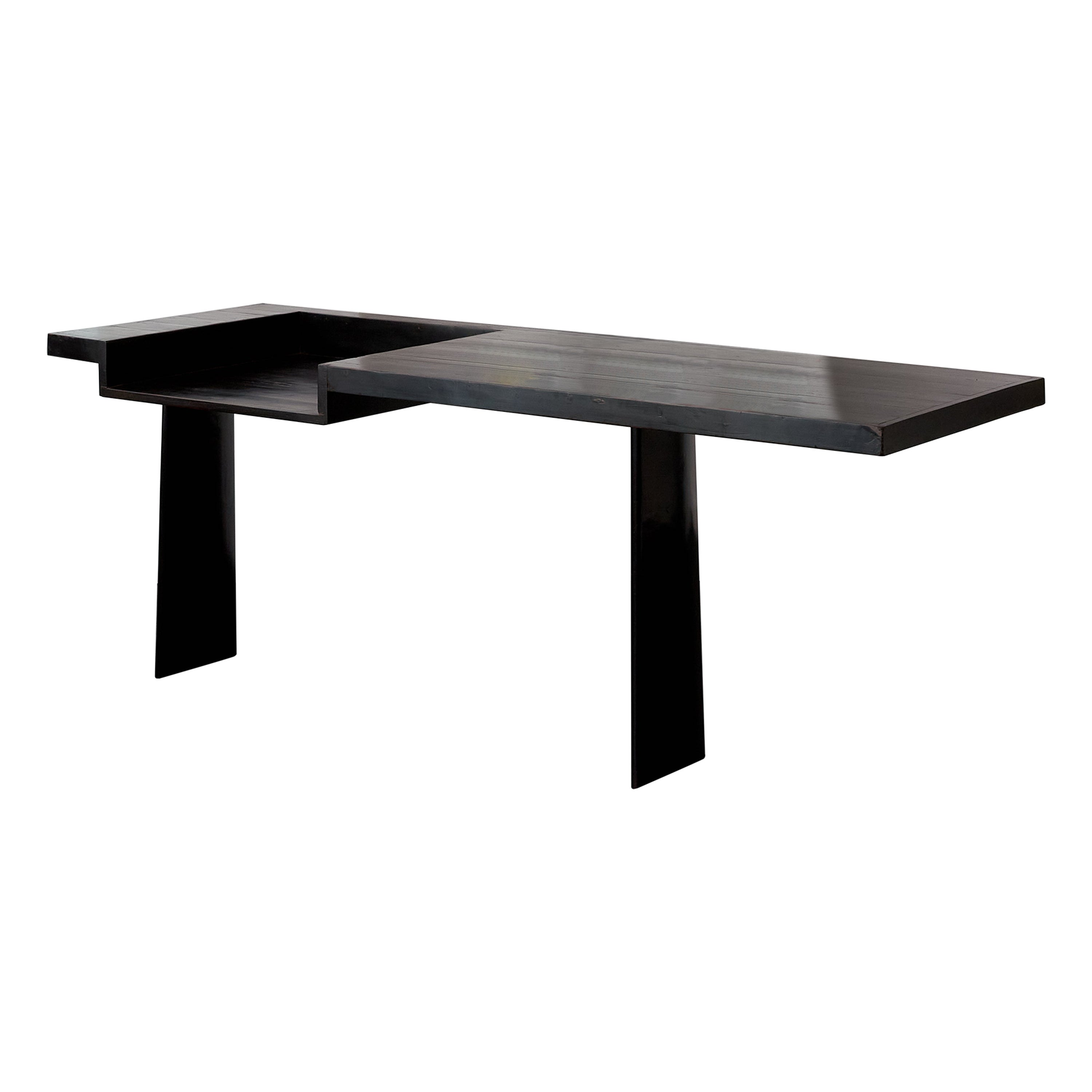 Rare bureau/console Le Corbusier B.V Doshi noir Ahmedabad en vente