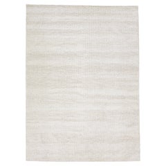 Ivory Color Modern Felted Textuted Wool Rug by Apadana