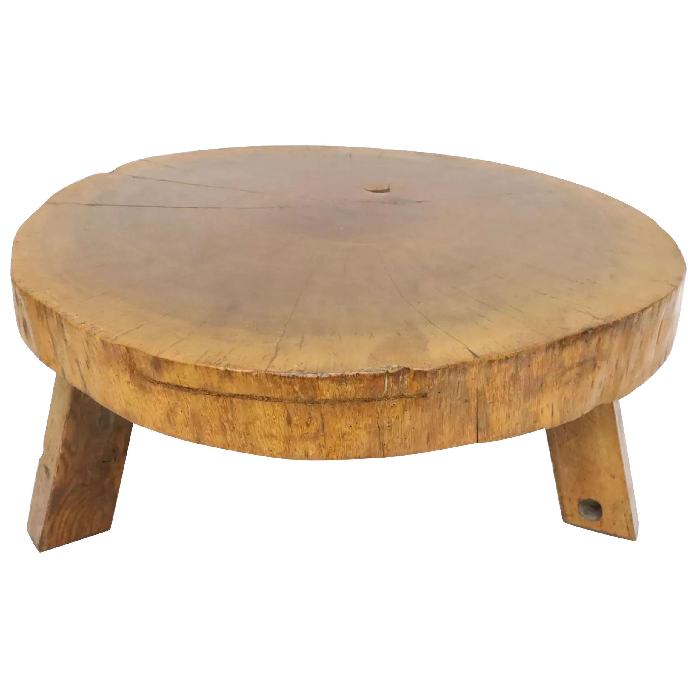 Wooden Coffee Table like Perriand, Chapo, Jeanneret, Tripod Base Wabi-Sabi 1940 For Sale