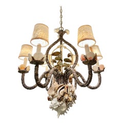 Vintage Natural Seashells Encrusted Chandelier