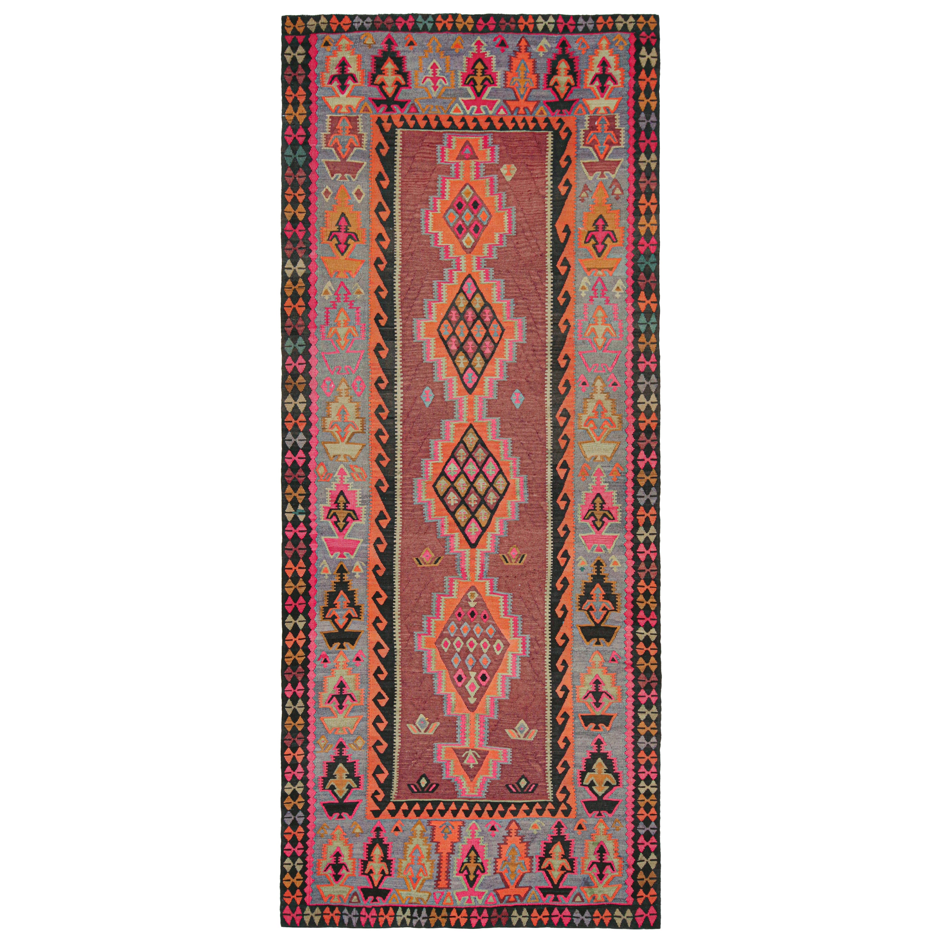 Vintage Northwest Persian Tribal Kilim in Purple with Medallions by Rug & Kilim For Sale