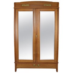 Used Art Nouveau Wardrobe by Mathieu Gallerey in Mahogany, Clematis model, circa 1920
