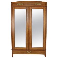 Antique Art Nouveau Wardrobe by Mathieu Gallerey in Mahogany, Clematis model, circa 1920