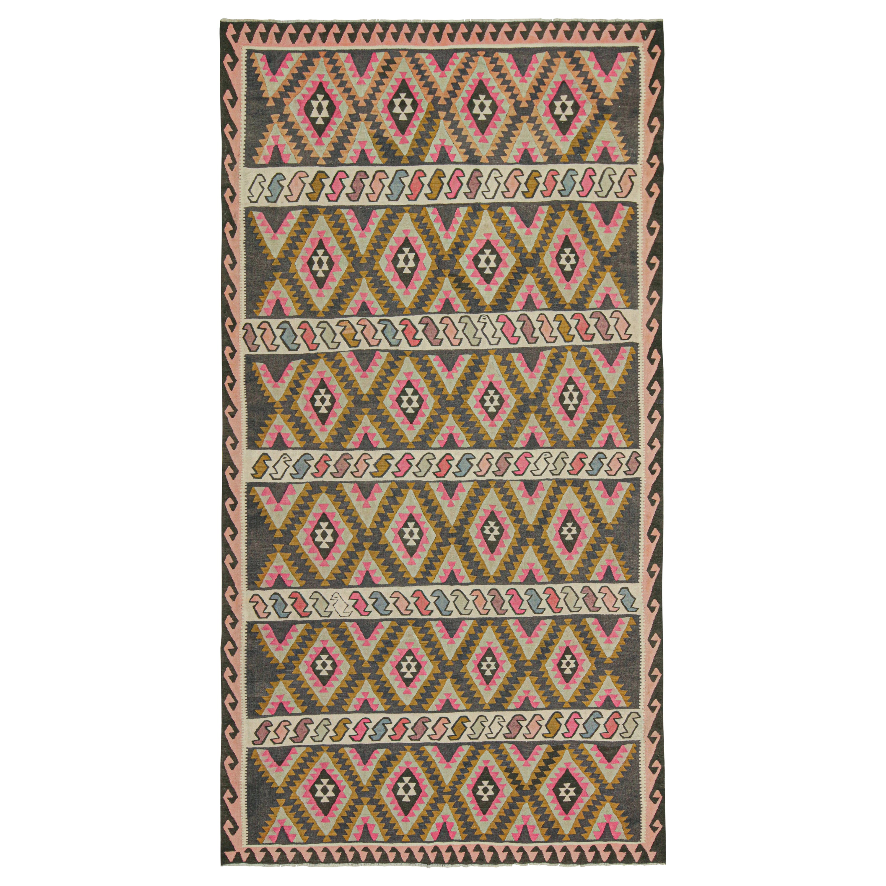  Vintage Northwest Persian kilim in Polychromatic Diamond Pattern by Rug & Kilim