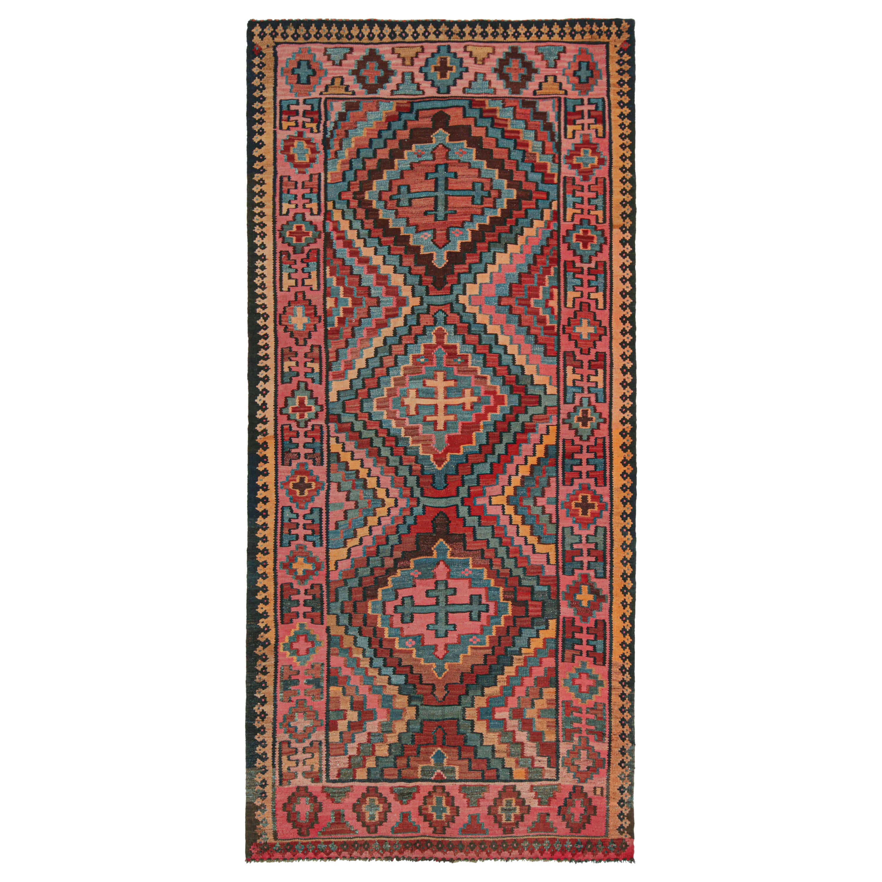 Vintage Persian Bidjar Kilim in Polychromatic Geometric Patterns by Rug & Kilim For Sale