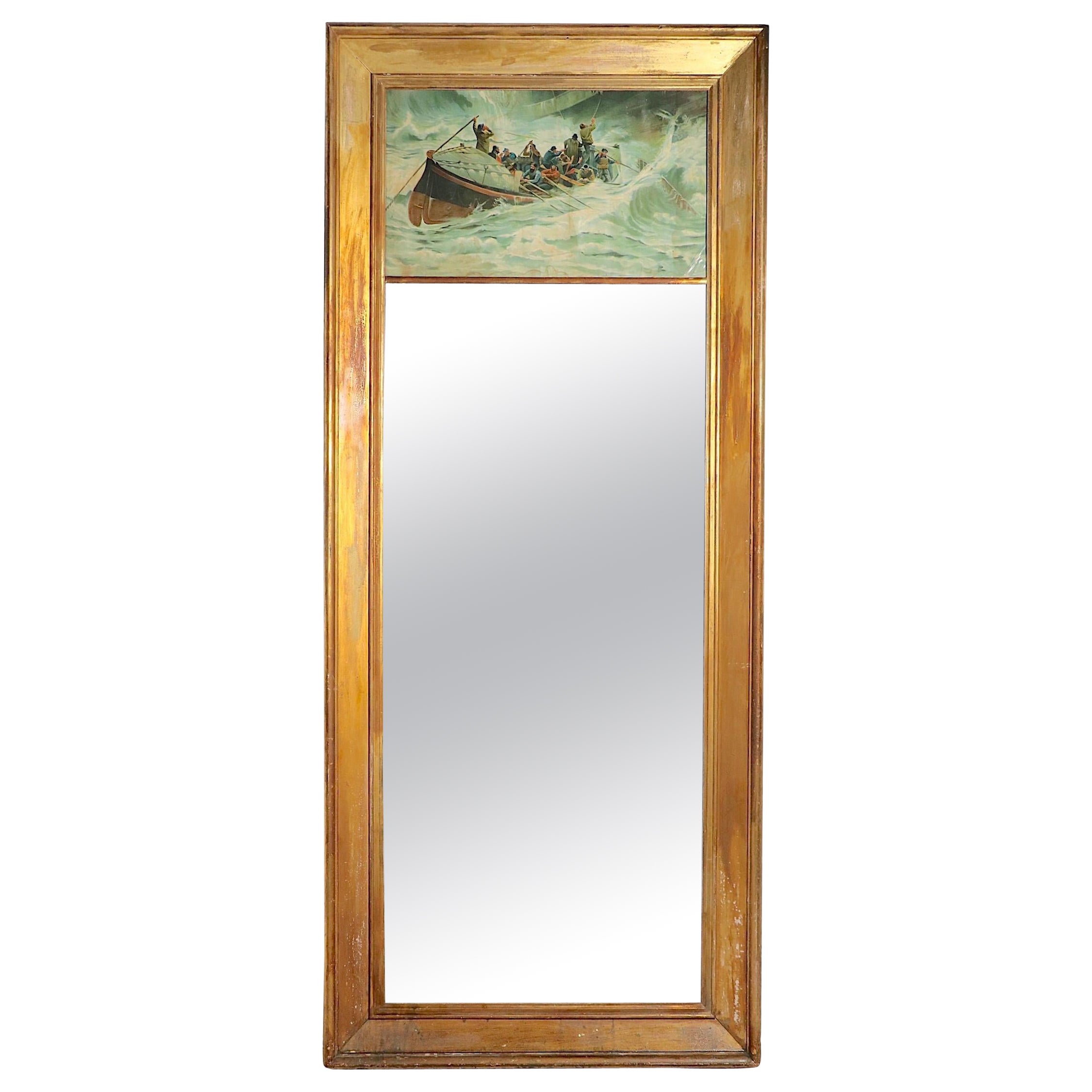 Antique Pier Mirror à cadre doré en vente