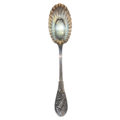 Tiffany & Co Late 19th C. Sterling Silver Goldwash Japanese Audubon Berry Spoon