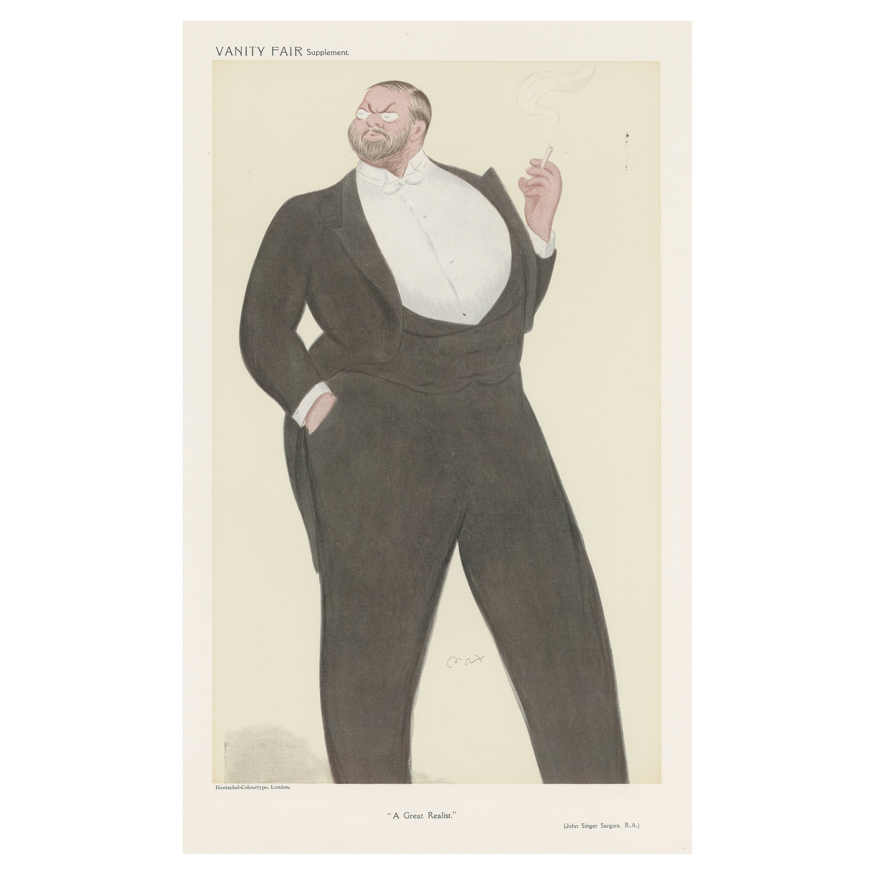 Chromolithograph Vanity Fair Caricature Print 'a Great Realist' For Sale