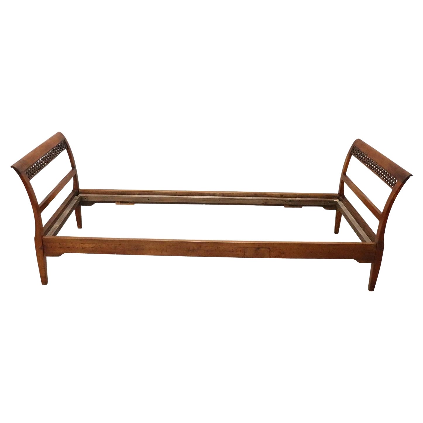 18th Century Italian Large Baroque Carved Wood and Yellow Fabric Canopy