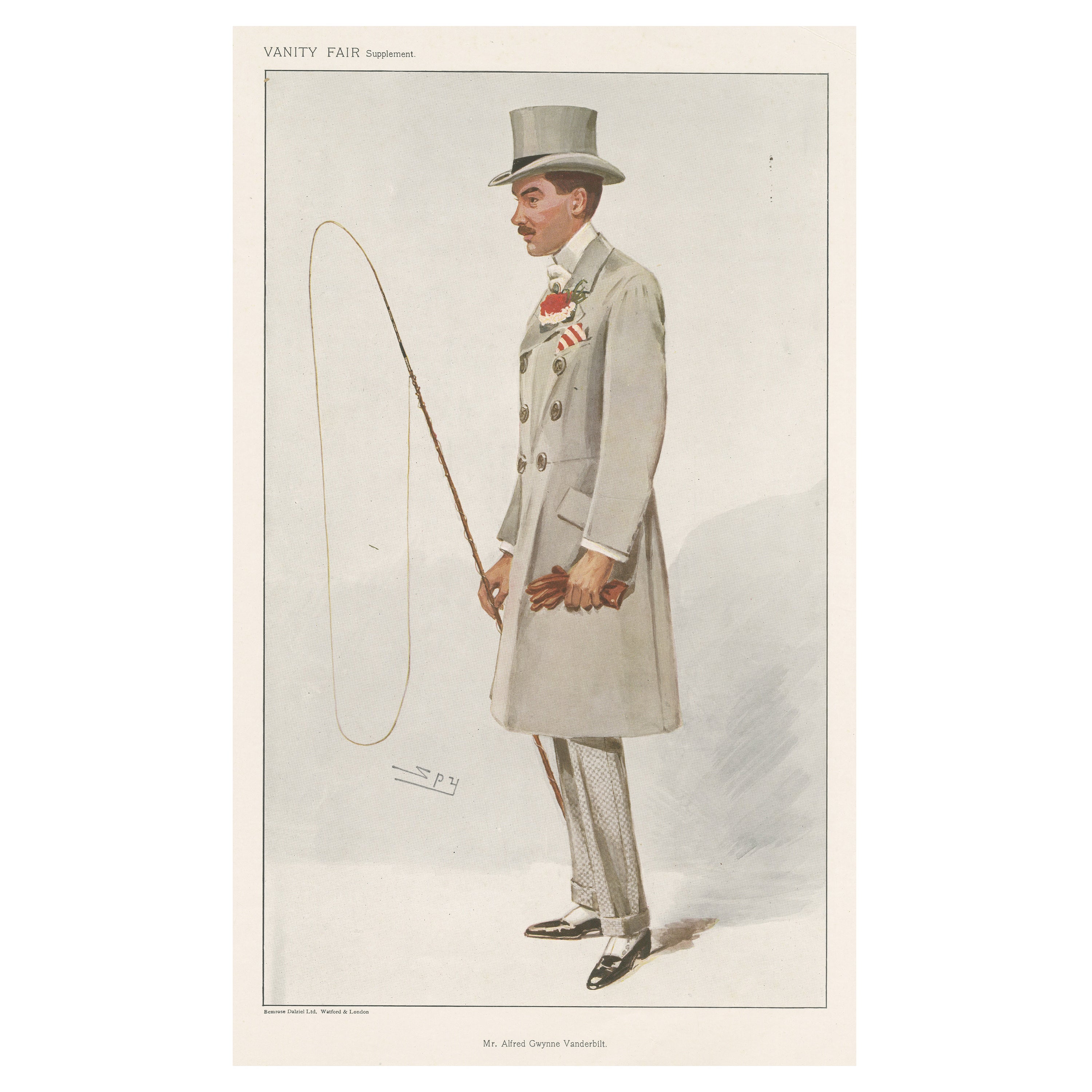 Chromolithograph Vanity Fair Caricature Print 'Mr. Alfred Gwynne Vanderbilt' For Sale