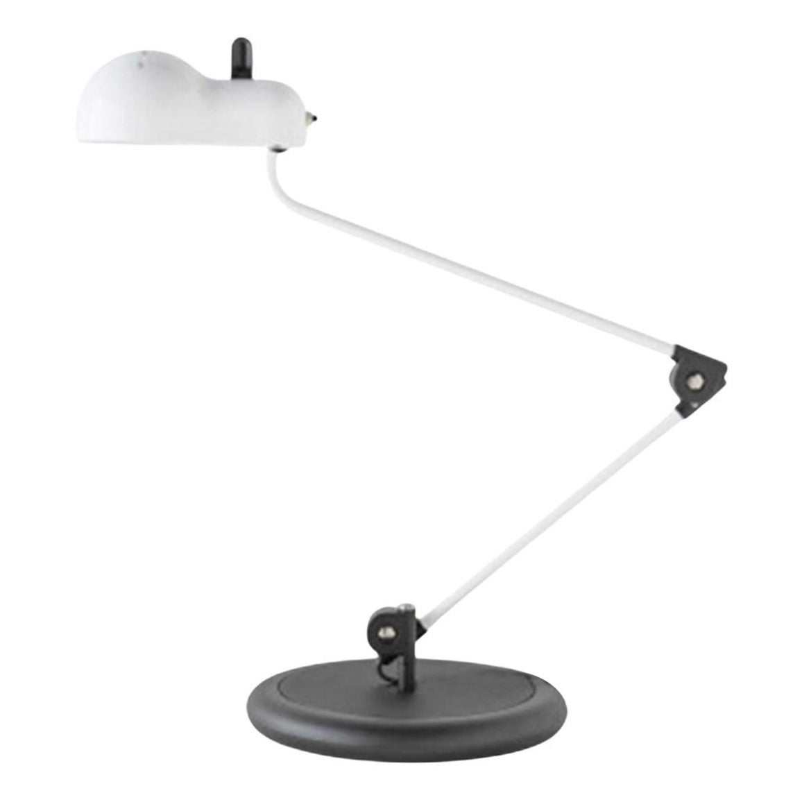 Joe Colombo lampe de bureau « Topo » blanche et noire avec base pour Stilnovo