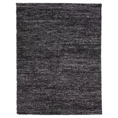 Black Color Modern Felted Textuted Wool Rug by Apadana