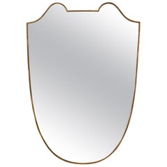 Large 1950s Shield Brass Mirror