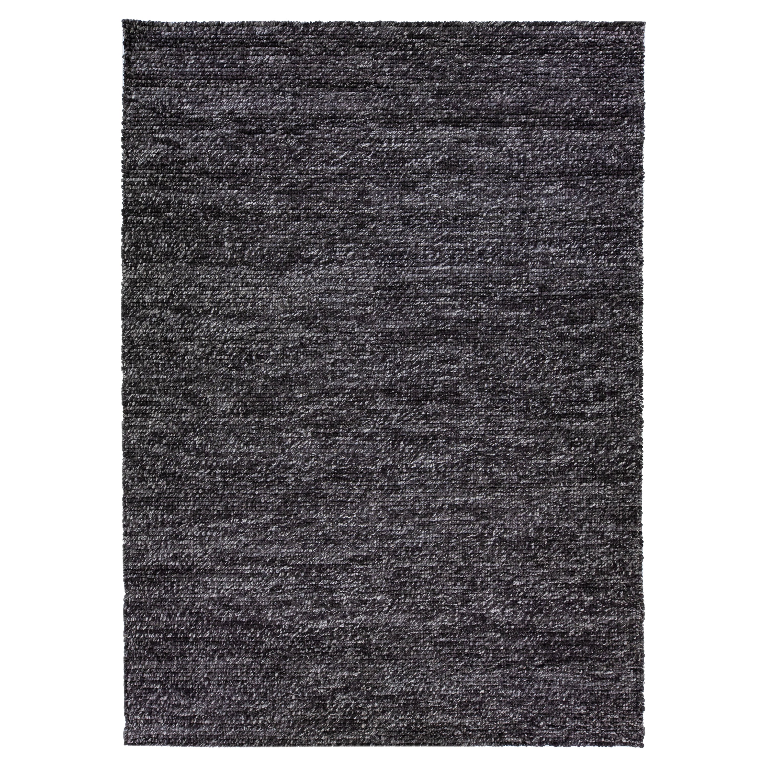 Gray-Charcoal Color Modern Felted Textuted Wool Rug By Apadana For Sale