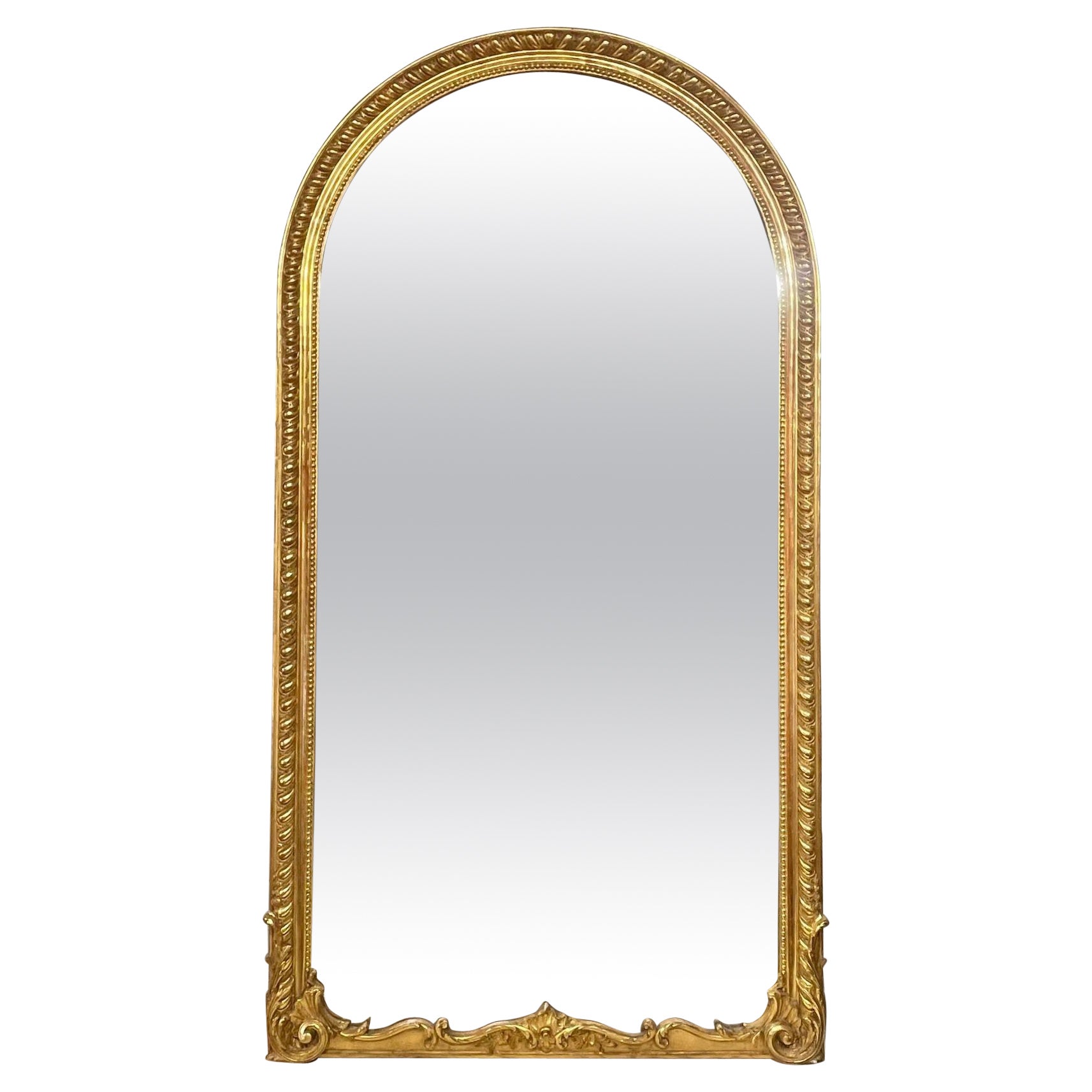 French Giltwood Arch Top Mirror For Sale