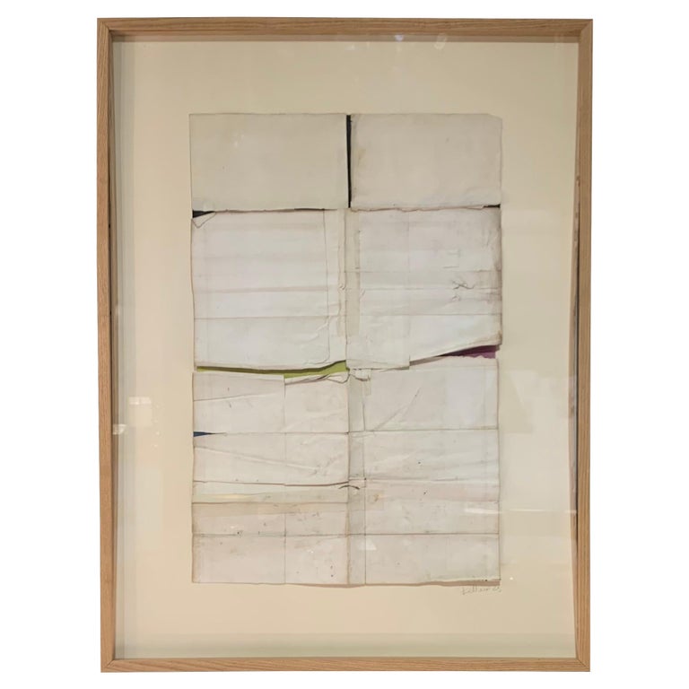 Cream Color Vintage Paper Artwork, France, Mid Century For Sale at 1stDibs